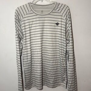 RABBIT EZ Long Sleeve Running Performance Tee Striped Crewneck Lightweight LARGE